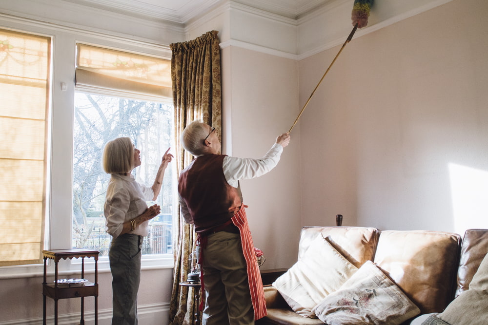 How do you clean very high ceilings